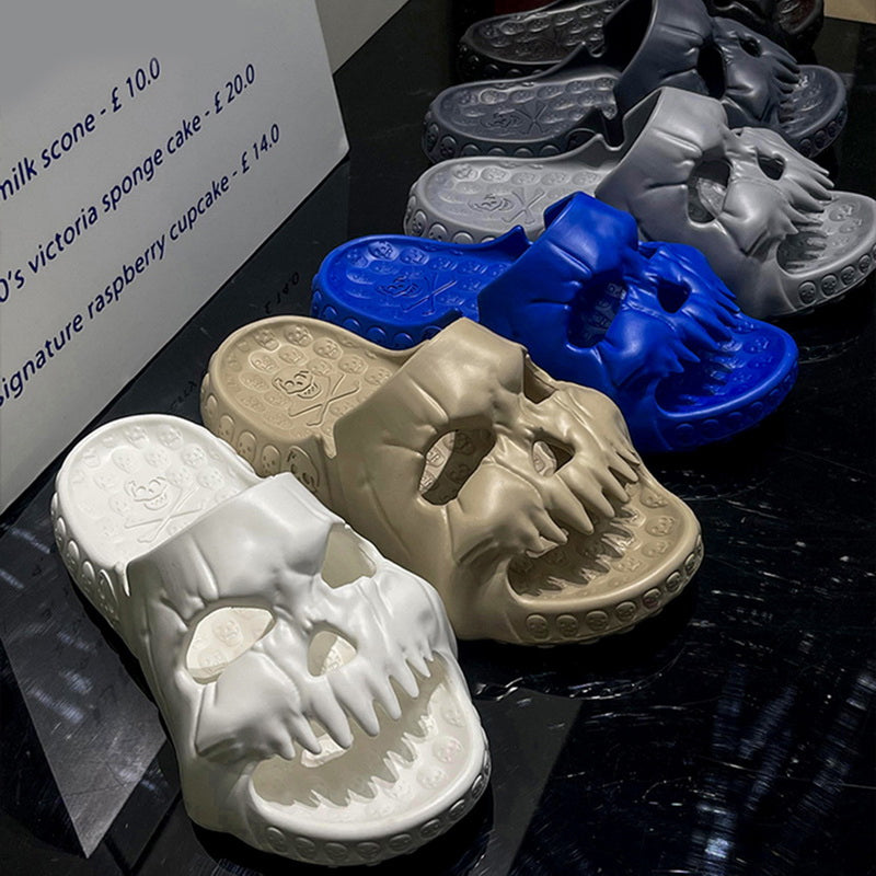 Personalized Skull Design Slippers Bathroom Indoor Outdoor Fun Slides Beach Shoes Angelwarriorfitness.com