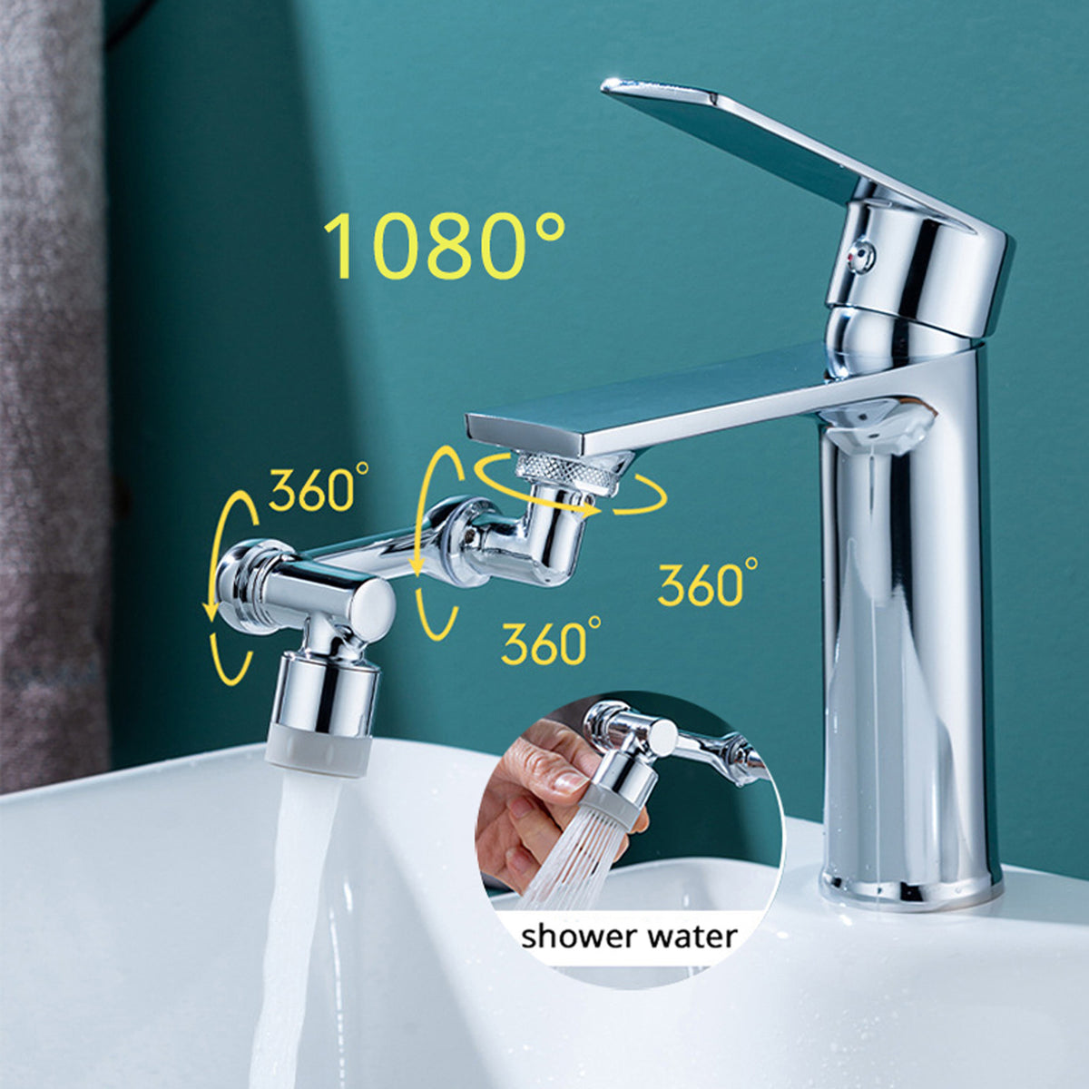 Universal 1080 Swivel Faucet Aerator Multifunction Faucet Extender Universal Swivel Splash Resistant Shower Angelwarriorfitness.com