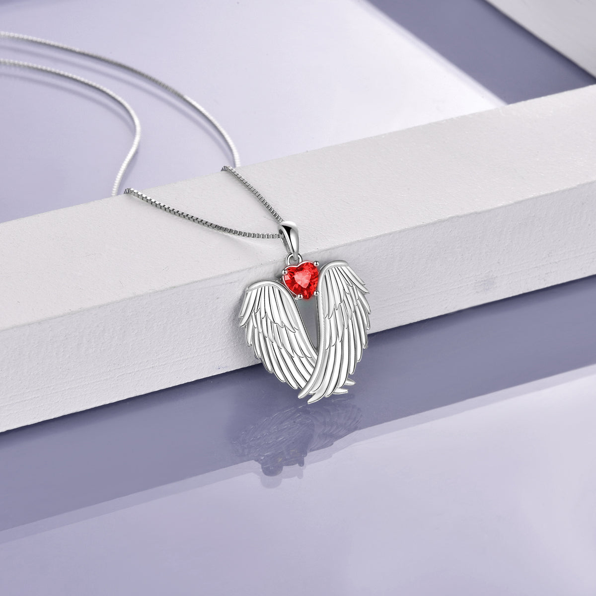 Sterling Silver Guardian Angel Birthstone Necklace Wings Pendant Jewelry Angelwarriorfitness.com