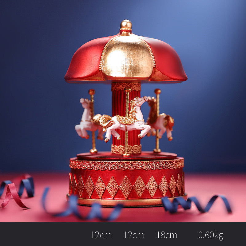 Nordic Fantasy Carousel Music Box Resin Crafts Angelwarriorfitness.com