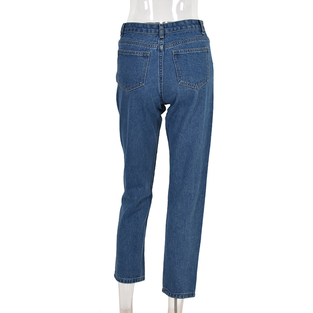 Jeans Women's New High-waist Washed Blue Long Jeans Angelwarriorfitness.com