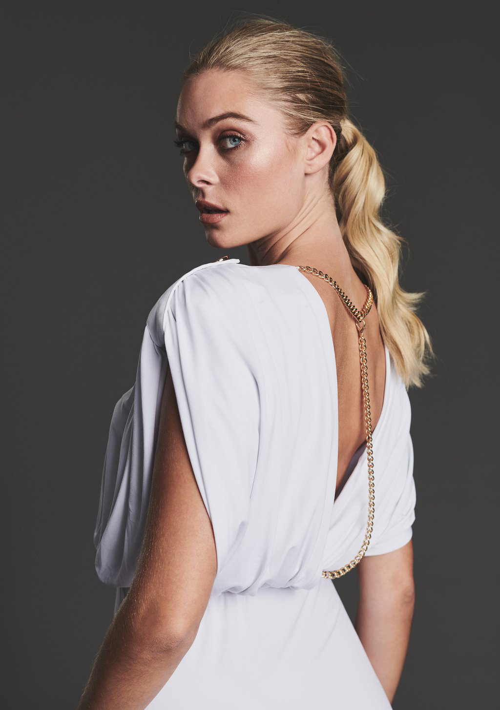 Plunge Back Cut Sleeve Chain Slit Dress Angelwarriorfitness.com