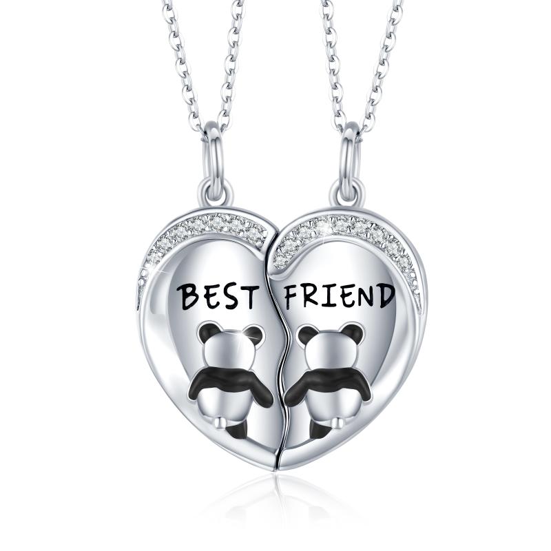 Best Friends Necklaces Panda Heart Pendant Angelwarriorfitness.com
