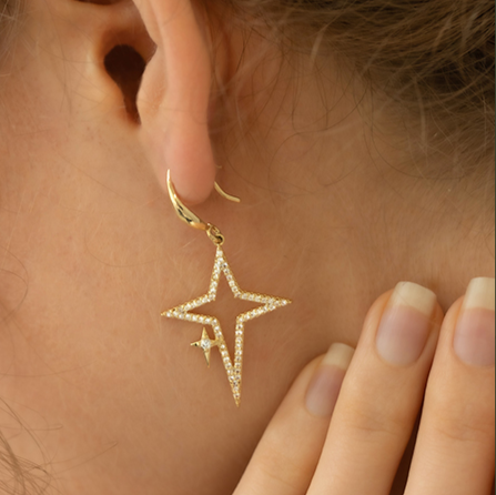 Fashionable Star Decor Faux Zirconia Dangle Earrings Angelwarriorfitness.com