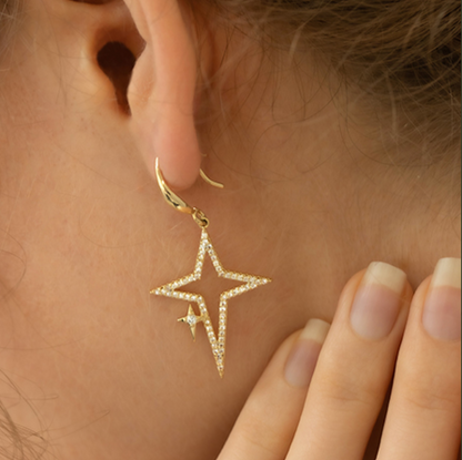 Fashionable Star Decor Faux Zirconia Dangle Earrings Angelwarriorfitness.com