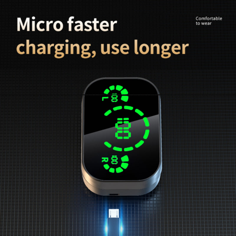 YD03 Wireless Bluetooth Headset TWS Large Screen Smart Digital Display In Ear Breathing Light Angelwarriorfitness.com