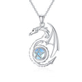 Dragon Pentagram Necklace with Moonstone 925 Sterling Silver Angelwarriorfitness.com