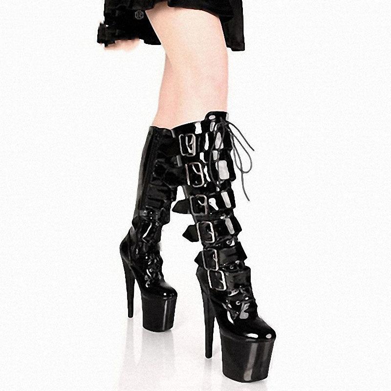 Sexy Steel Tube Women's Boots Black Hate High Mannequin Shoes Angelwarriorfitness.com