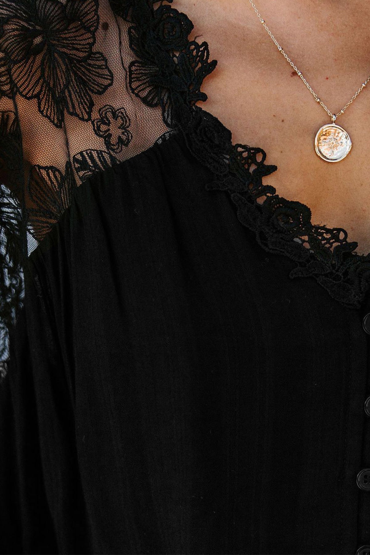 V Neckline Lace Shoulder Patchwork Blouse Angelwarriorfitness.com
