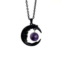Gothic Face Black Crescent Amethyst Necklace Angelwarriorfitness.com