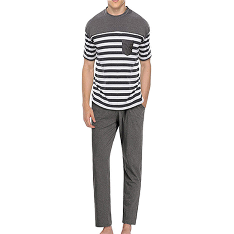 Men's Loungewear Striped Suit Short-sleeved Trousers Angelwarriorfitness.com