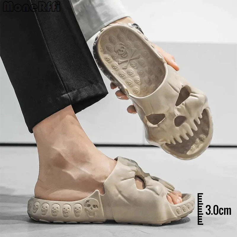 Personalized Skull Design Slippers Bathroom Indoor Outdoor Fun Slides Beach Shoes Angelwarriorfitness.com