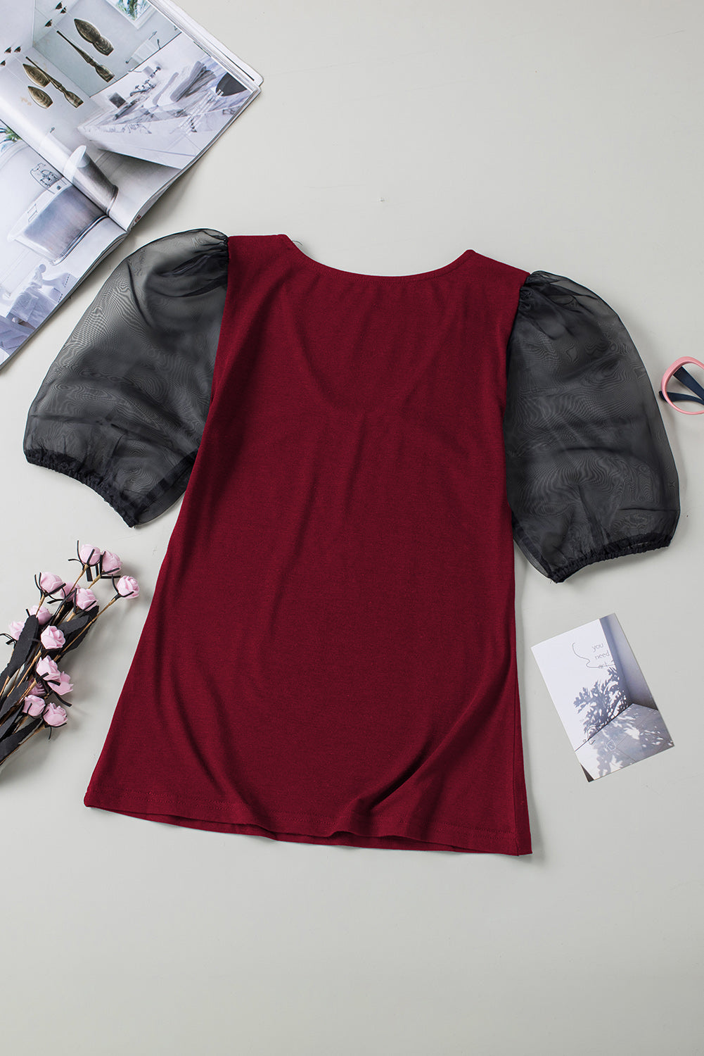 Mesh Puff Sleeve Top Angelwarriorfitness.com