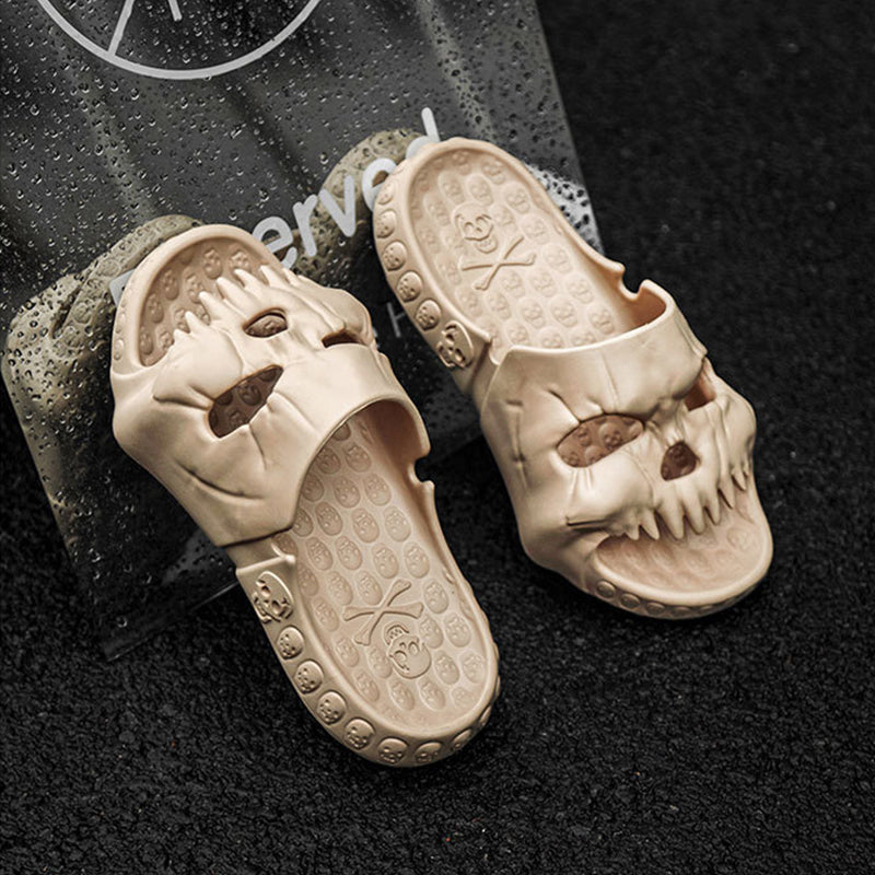 Personalized Skull Design Slippers Bathroom Indoor Outdoor Fun Slides Beach Shoes Angelwarriorfitness.com