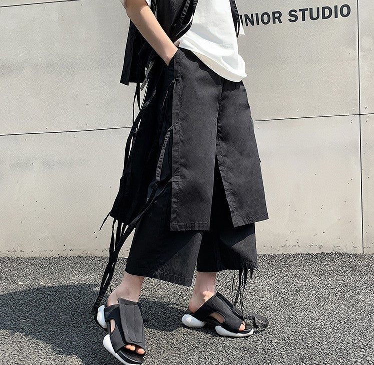 Dark Mens Loose Casual Pants Hairstylist Culottes Ninth Angelwarriorfitness.com