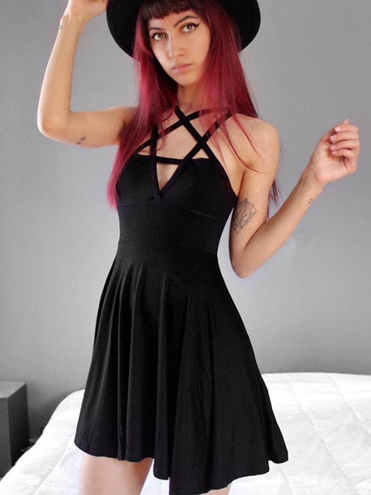 Pentagram Strap Gothic Dress Angelwarriorfitness.com