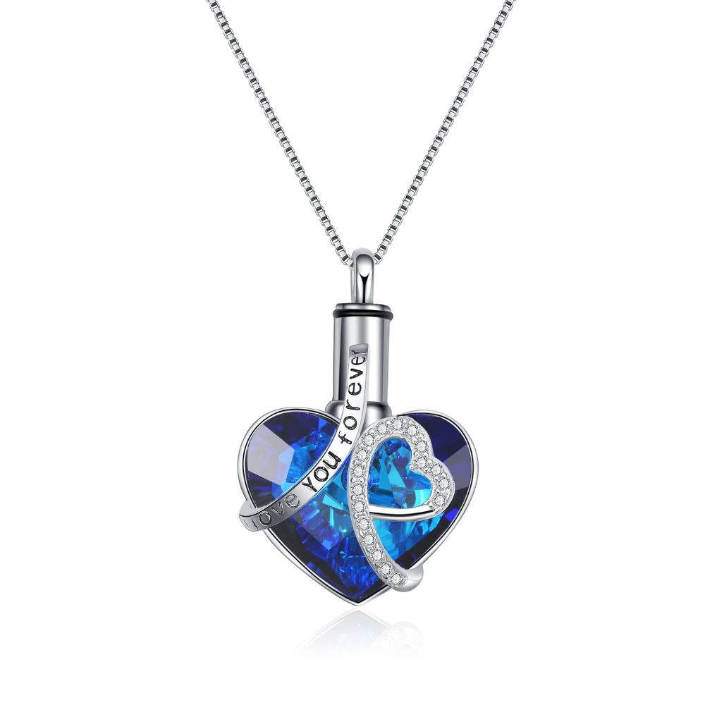 Sterling Silver Heart URN Necklace Engraved I Love You Forever Pendant Cremation Keepsake Necklace Angelwarriorfitness.com