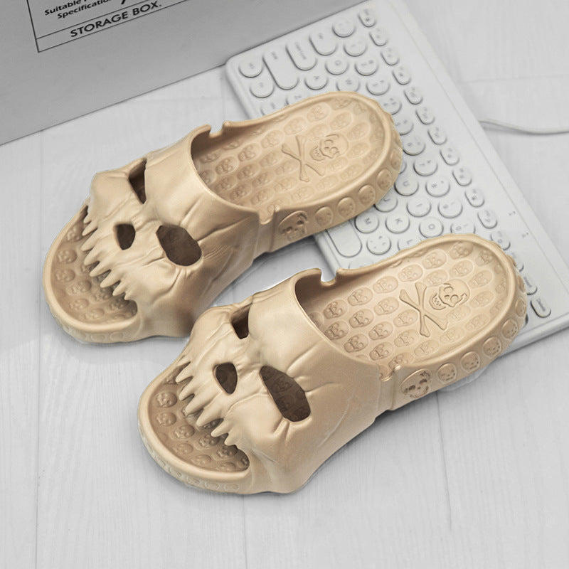 Personalized Skull Design Slippers Bathroom Indoor Outdoor Fun Slides Beach Shoes Angelwarriorfitness.com