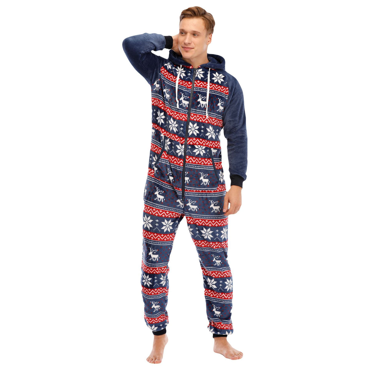 Men's Flannel Christmas One Piece Pajamas Loungewear Angelwarriorfitness.com