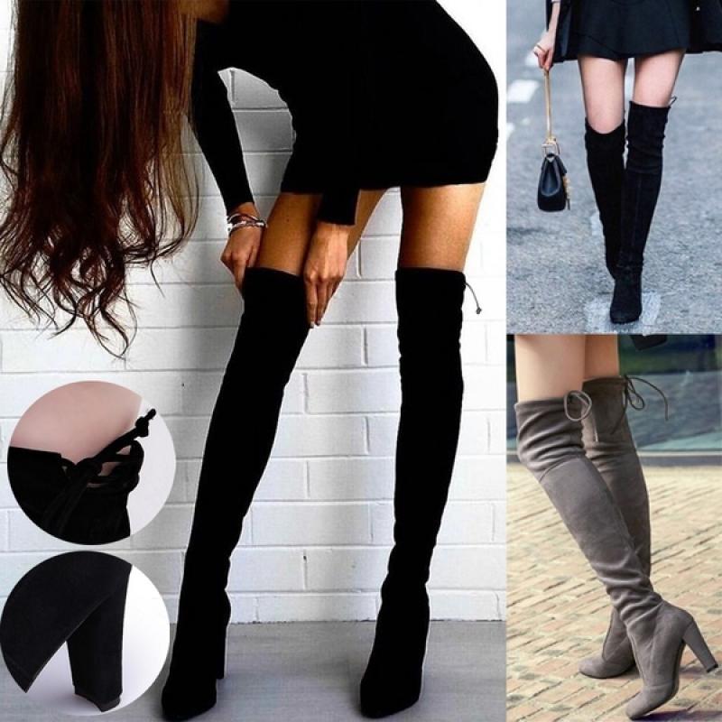 Black Knee High Boots For Women Shoes High Heel Long Boots Angelwarriorfitness.com