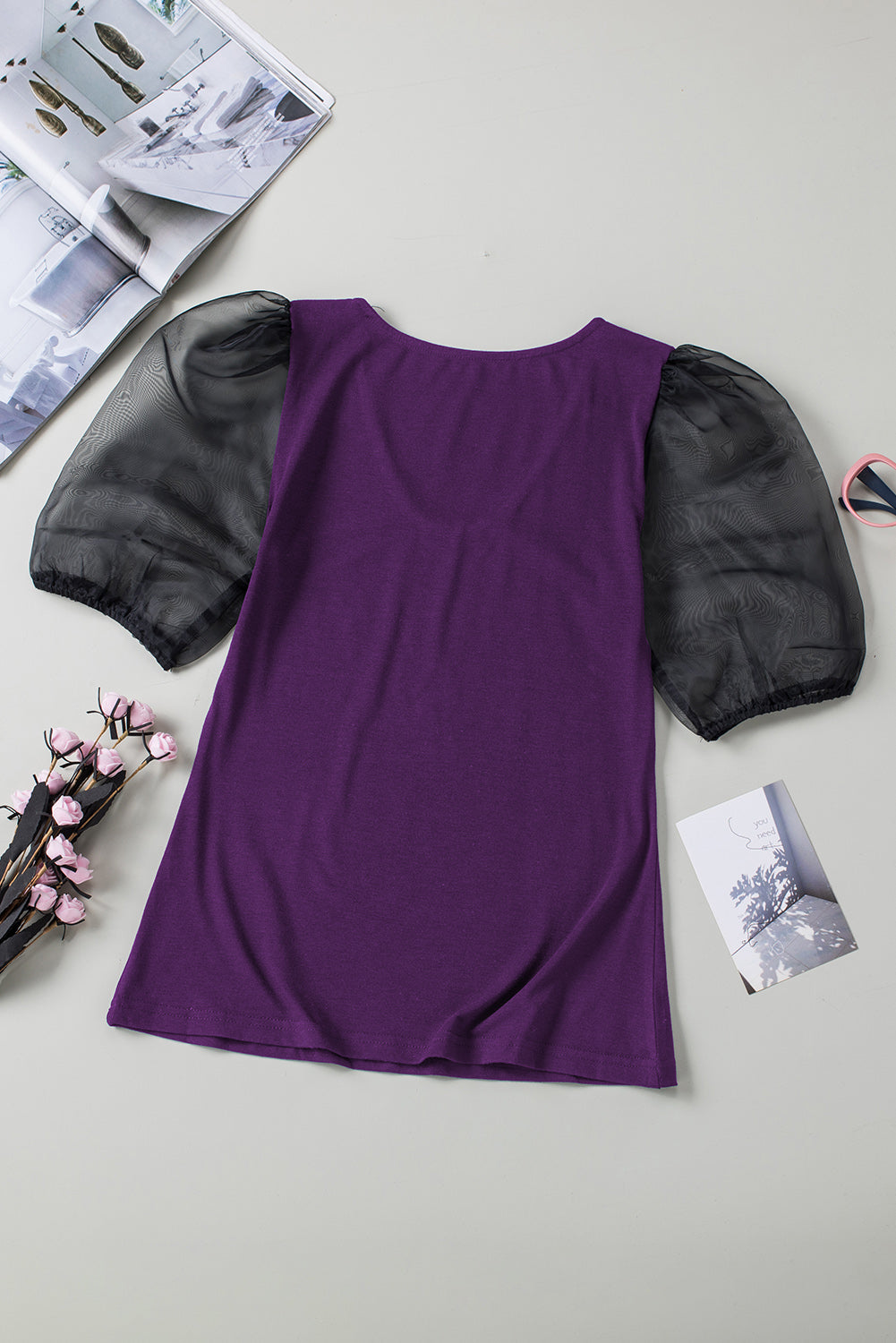 Mesh Puff Sleeve Top Angelwarriorfitness.com