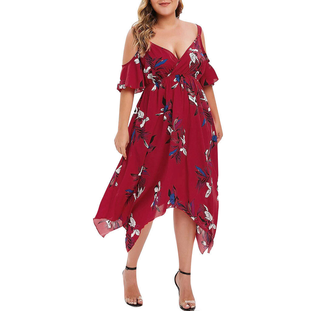 Printed Chiffon Strap Dress Slim Dress Angelwarriorfitness.com