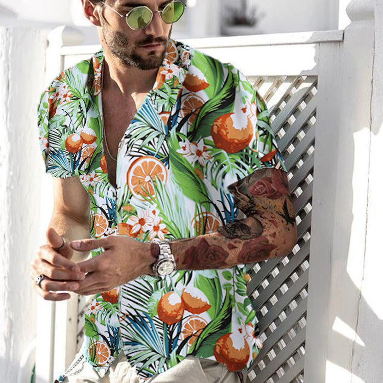 Large Size Cross-border Men's Shirts Casual Beach Men's Shirts Hawaiian Lapel Short Sleeves Angelwarriorfitness.com
