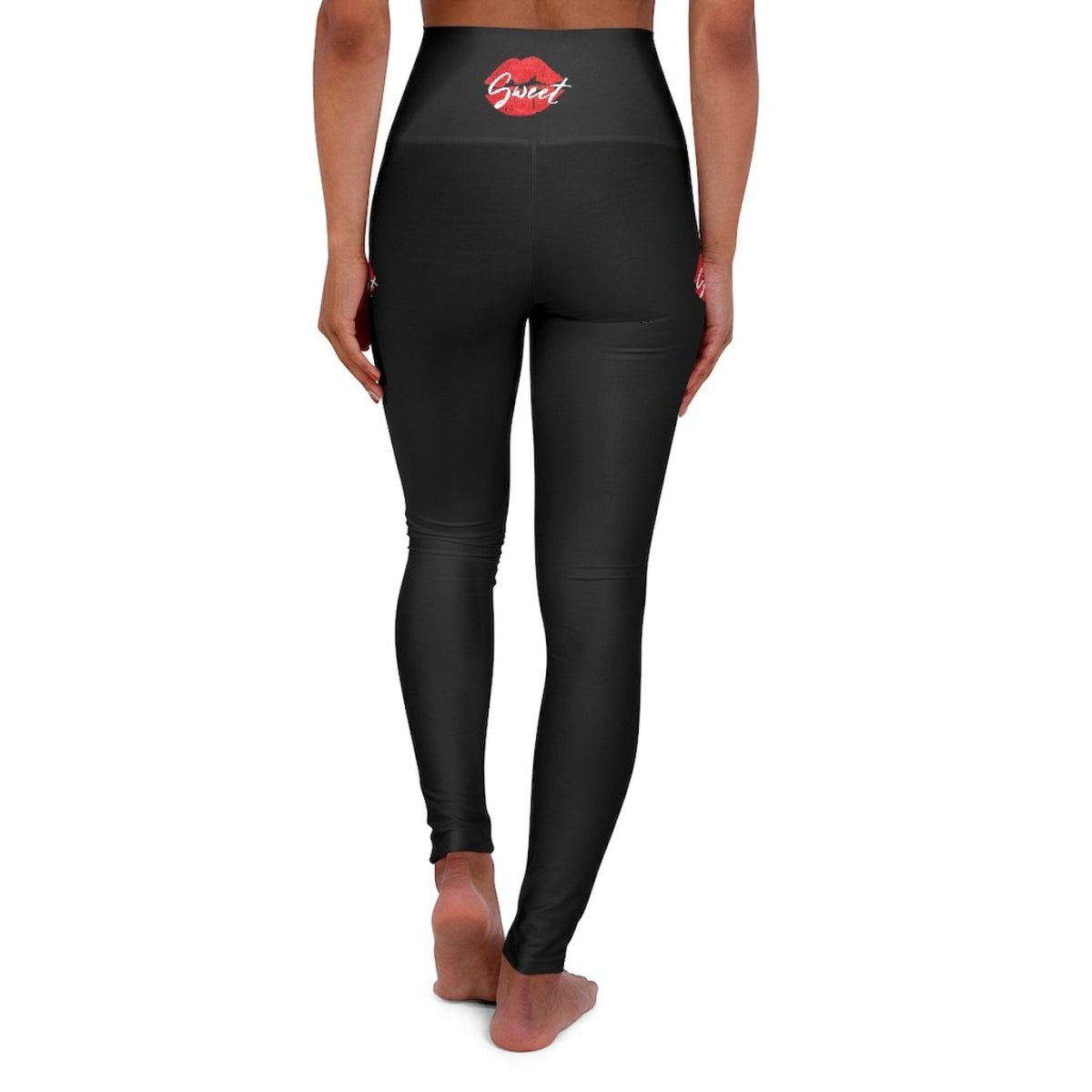 High Waisted Yoga Leggings, Sweet Kiss Red Lipstick Style Pants Angelwarriorfitness.com