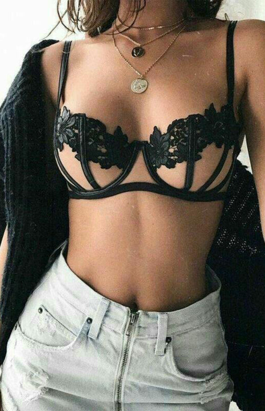 Sexy Lace Hollowed Out See-Through Lingerie Set Angelwarriorfitness.com