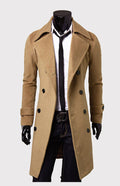 Men's Double Breasted Lengthened Simple Wool Coat Angelwarriorfitness.com