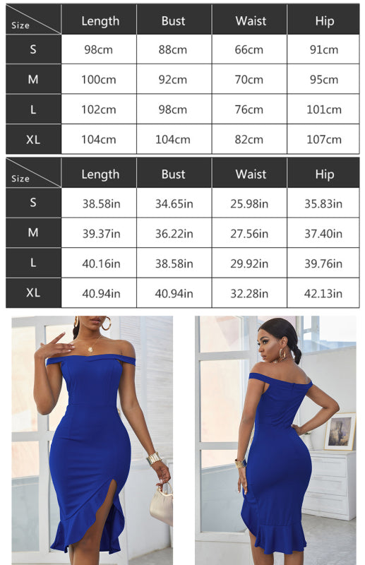 Ladies Straight Neck Fashion Split Evening Dress Angelwarriorfitness.com