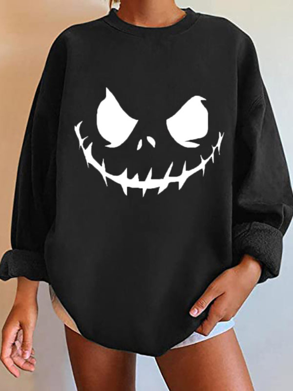 Women's Halloween casual loose long-sleeved pullover sweatshirt top Angelwarriorfitness.com