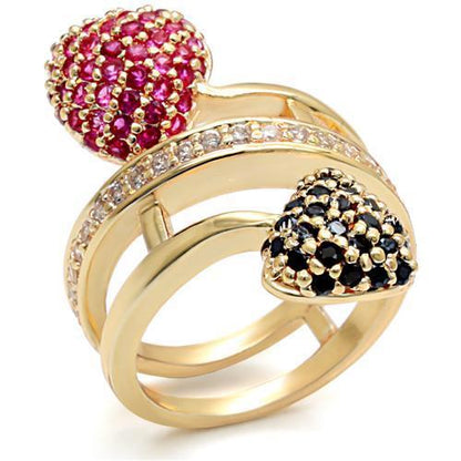 LO1490 - Imitation Gold Brass Ring with Synthetic Garnet in Ruby Angelwarriorfitness.com