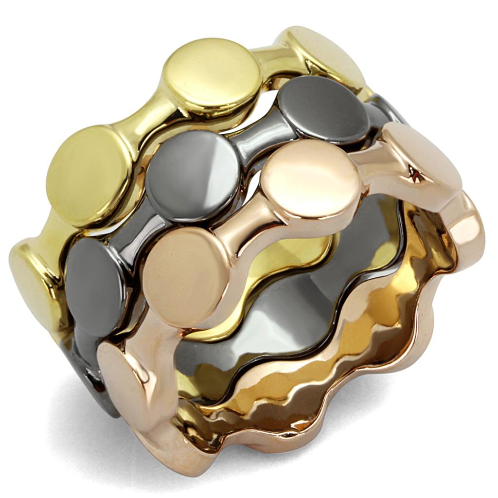 LO3926 - Tricolor Brass Ring with No Stone Angelwarriorfitness.com