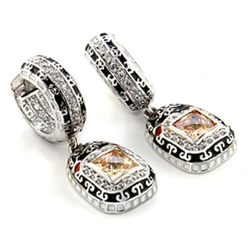 LOA968 Rhodium Brass Earrings with AAA Grade CZ in Angelwarriorfitness.com