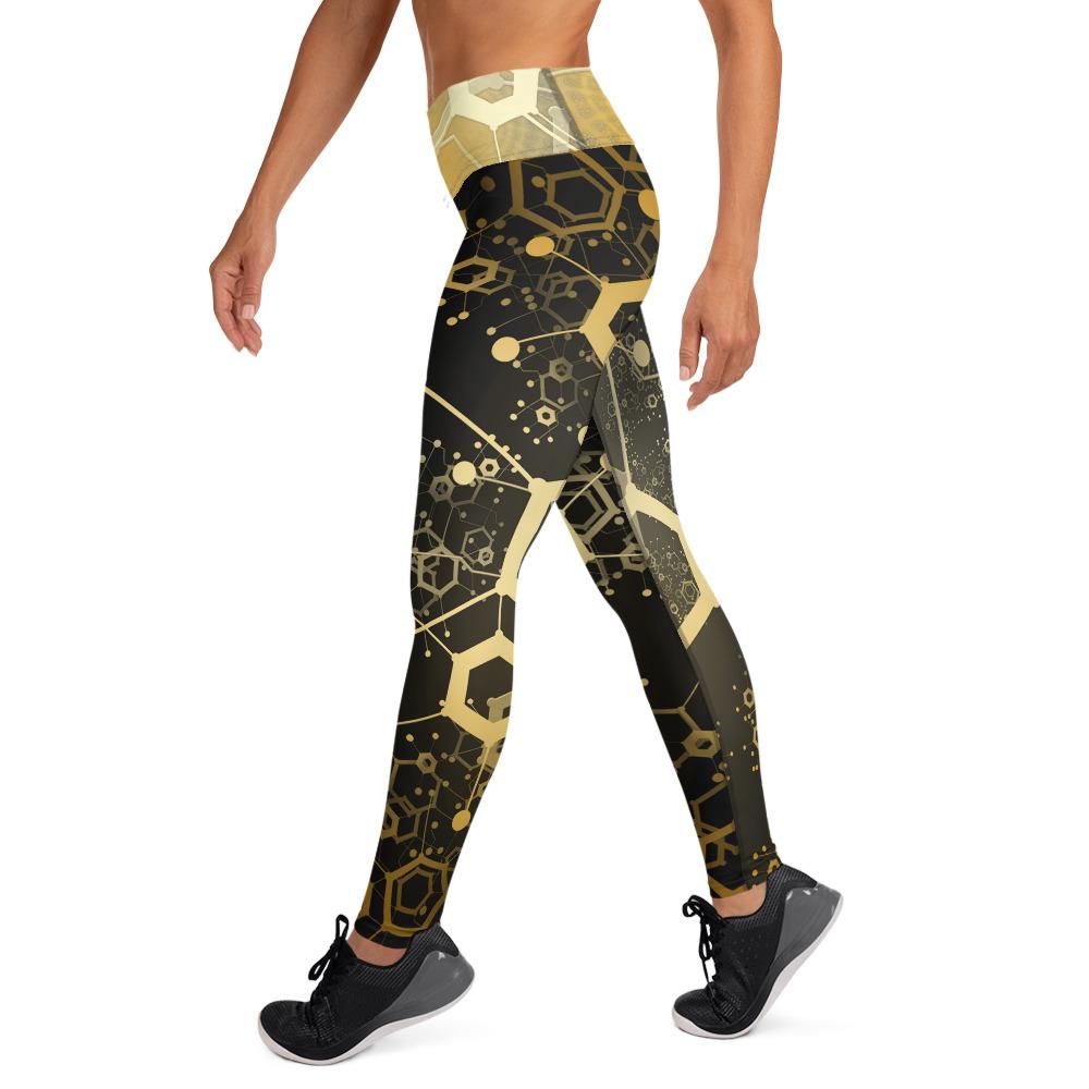 Technology Gold Black Yoga Leggings Angelwarriorfitness.com