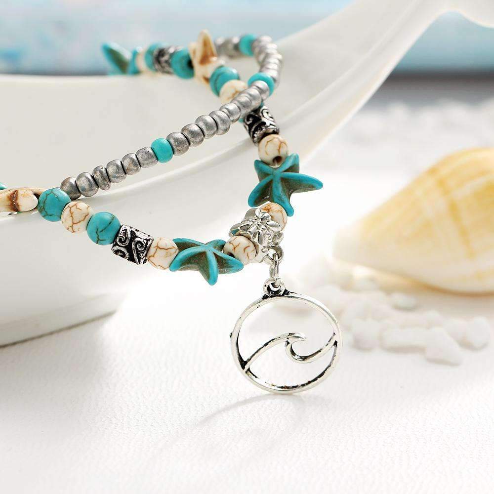 Ocean Theme Double Layer Anklet Angelwarriorfitness.com