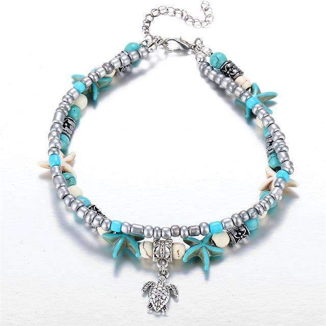 Ocean Theme Double Layer Anklet Angelwarriorfitness.com