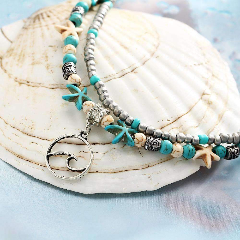 Ocean Theme Double Layer Anklet Angelwarriorfitness.com