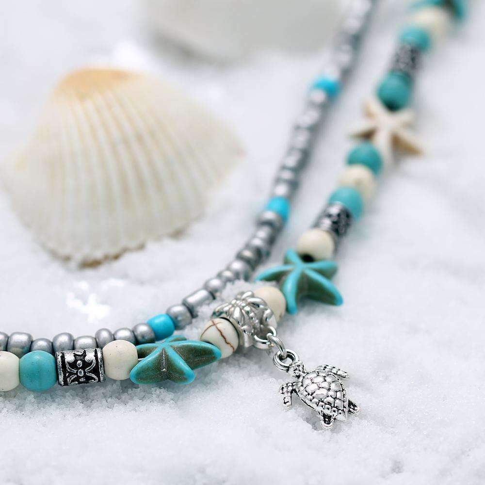 Ocean Theme Double Layer Anklet Angelwarriorfitness.com