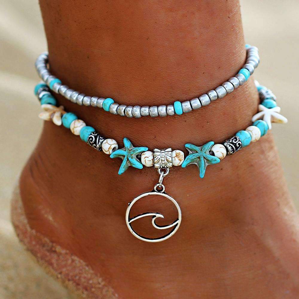 Ocean Theme Double Layer Anklet Angelwarriorfitness.com