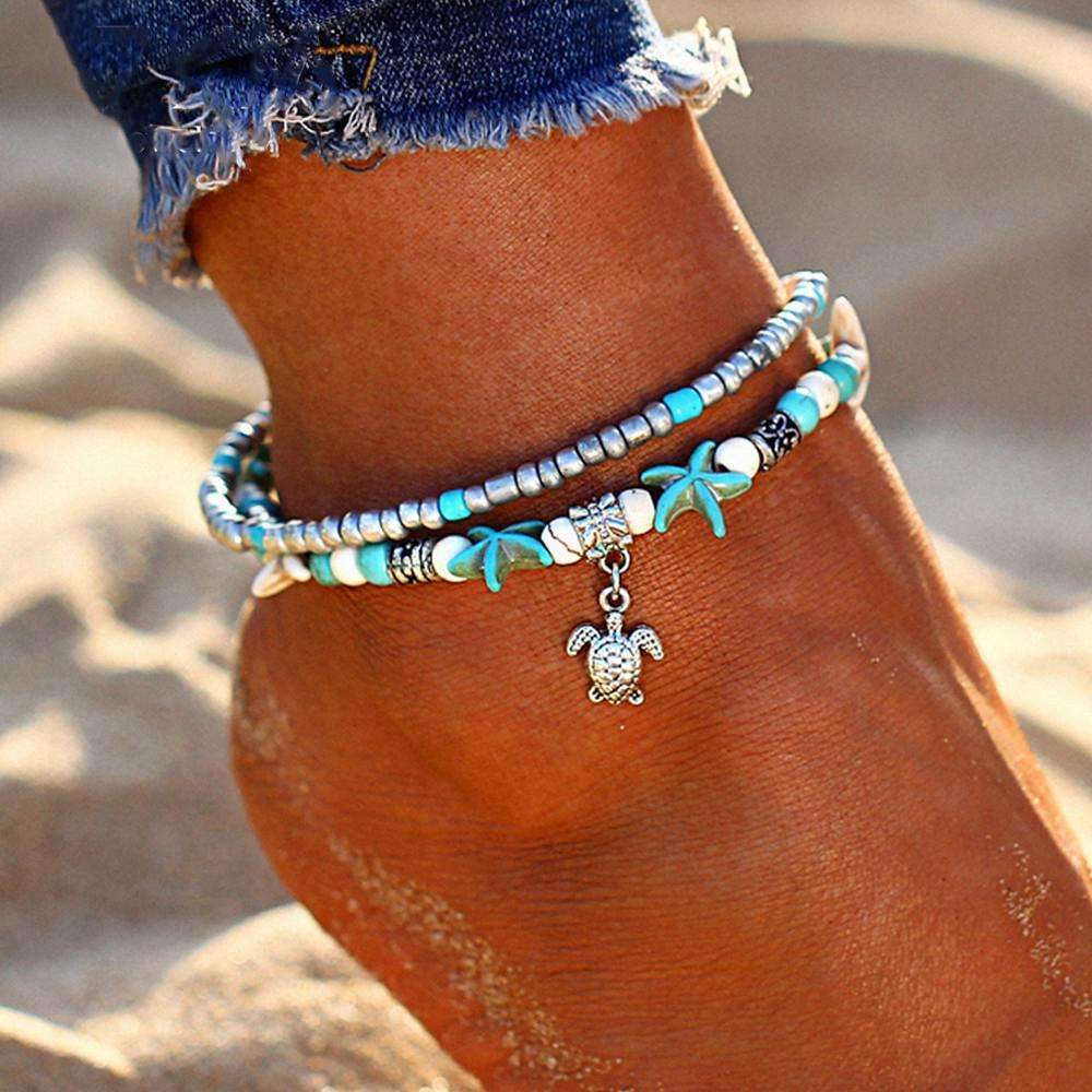 Ocean Theme Double Layer Anklet Angelwarriorfitness.com