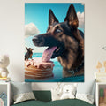 German Shepherd Swimming in the ocean eating Cake Wall art Angelwarriorfitness.com