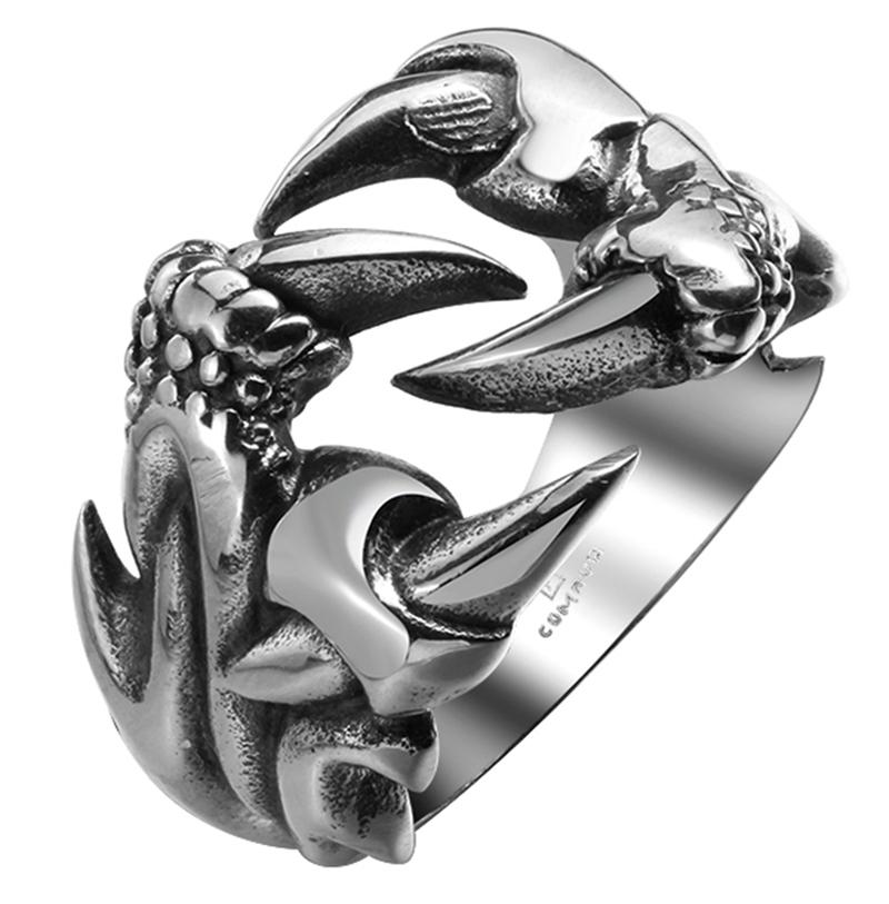 Mens Stainless Steel Biker Style Dragon Claw Ring Angelwarriorfitness.com