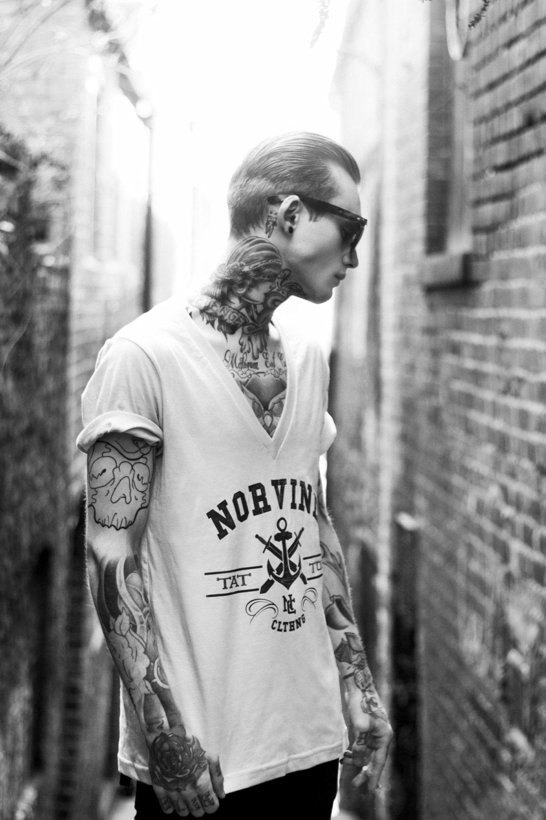 Tattoo Anchor Oversized Deep V-Neck Angelwarriorfitness.com