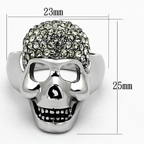 Skull with afro - High polished (no plating) Stainless Steel Ring with Top Angelwarriorfitness.com
