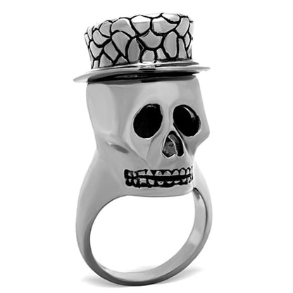 Skull with top hat - High polished (no plating) Stainless Steel Ring with Epoxy Angelwarriorfitness.com