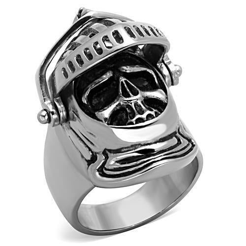 Skull in helmet  Steel Ring with No Stone Angelwarriorfitness.com