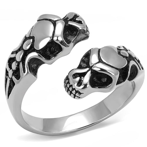 Two skull wrap ring  - High polished (no plating) Stainless Steel Ring with Epoxy Angelwarriorfitness.com