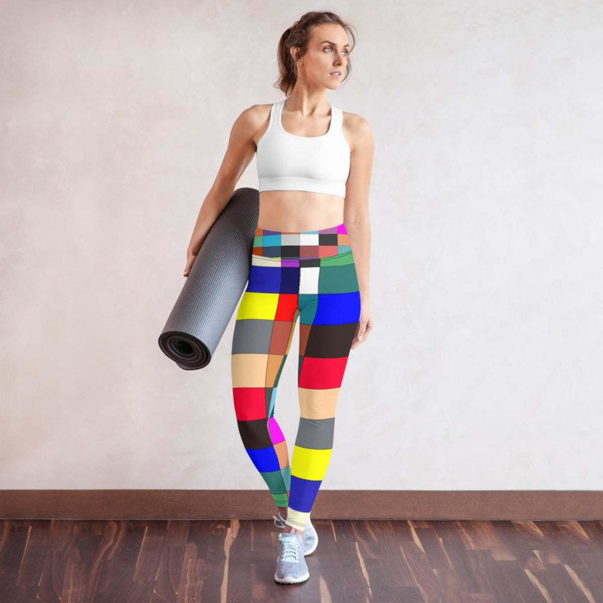Womens Leggings - Multicolor Block High Waist Fitness Yoga Pants Angelwarriorfitness.com